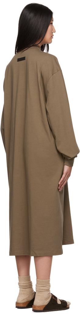 Brown Long Sleeve Midi Dress商品第3张图片规格展示