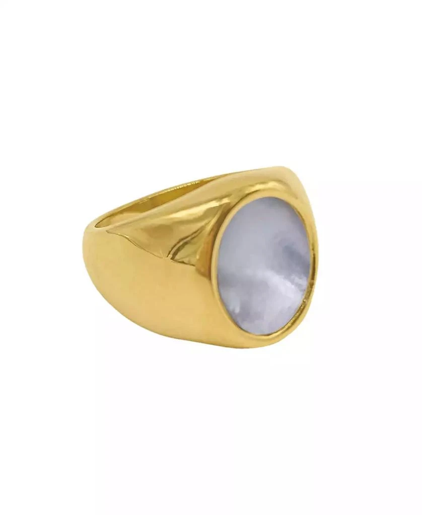 商品ADORNIA|14K Gold Plated Oval White Imitation Mother of Pearl Ring,价格¥183,第1张图片