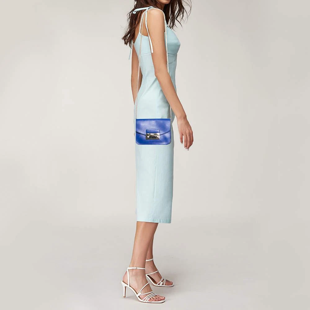 商品[二手商品] Furla|Furla Royal Blue Saffiano Leather Mini Metropolis Chain Shoulder Bag,价格¥1273,第2张图片详细描述