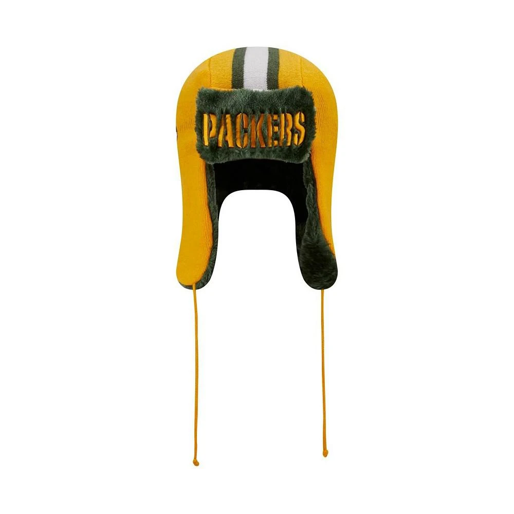 商品New Era|Men's Gold Green Bay Packers Helmet Head Trapper Knit Hat,价格¥261,第4张图片详细描述