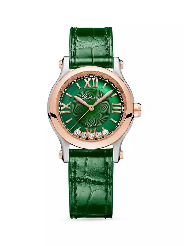 商品Chopard|Happy Sport 18K Rose Gold, Stainless Steel, Diamond, & Alligator Leather Strap Watch,价格¥63416,第1张图片