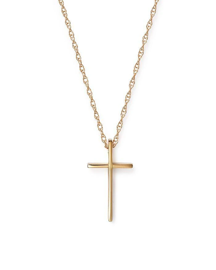 商品Bloomingdale's|14K Yellow Gold Small Cross Pendant Necklace, 18" - Exclusive,价格¥2723,第1张图片详细描述