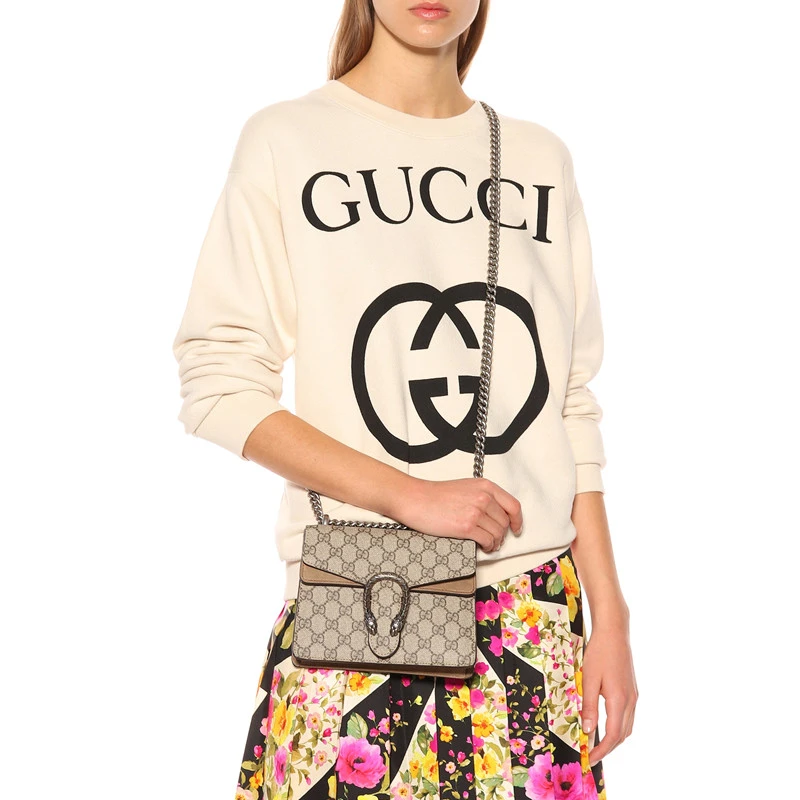 GUCCI/古驰 迷你Dionysus女士棕色帆布驼色麂皮链条单肩包棕色421970 KHNRN 8642 商品