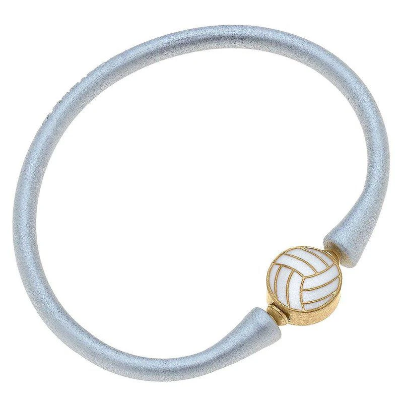 商品Canvas Style|Enamel Volleyball Silicone Bali Bracelet In Silver,价格¥214,第1张图片