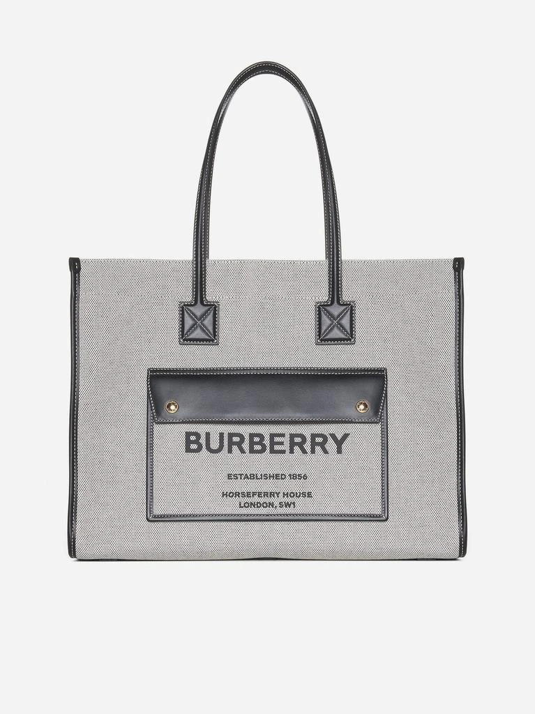 商品Burberry|Freya canvas and leather medium tote bag,价格¥9079,第1张图片