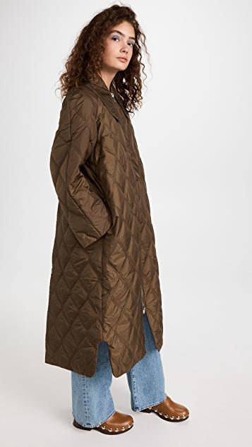 厚织尼龙布料绗缝大衣商品第3张图片规格展示