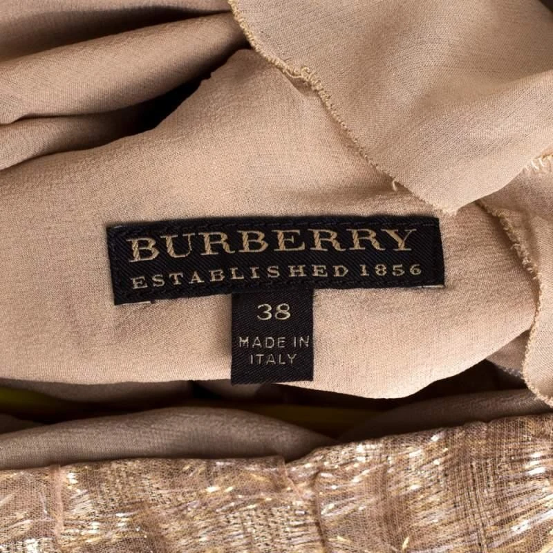 商品[二手商品] Burberry|Burberry Metallic Silk Puffed Sleeve Detail Blouse S,价格¥1030,第5张图片详细描述