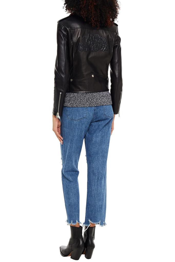 Jules crystal-embellished distressed high-rise straight-leg jeans商品第1张图片规格展示