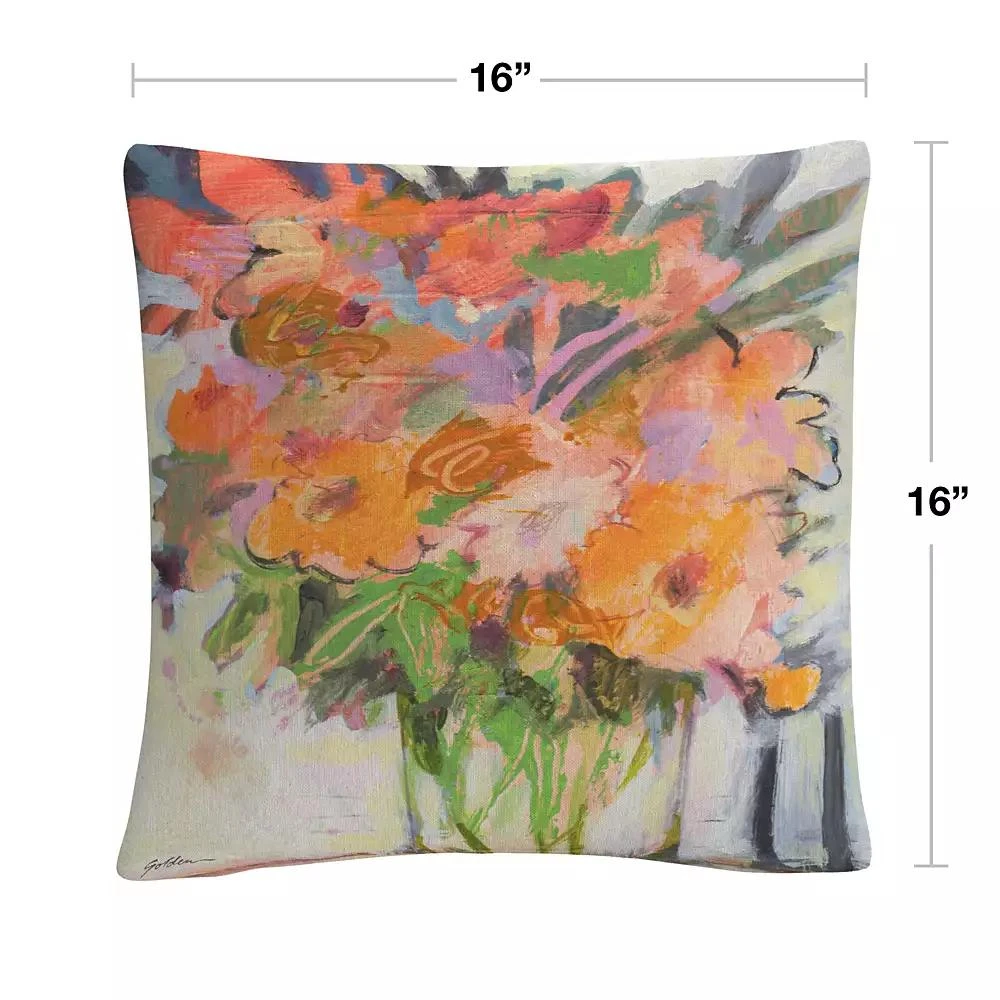 商品Baldwin|Sheila Golden Floral Bouquet Watercolor Motif Decorative Pillow, 16" x 16",价格¥220,第2张图片详细描述