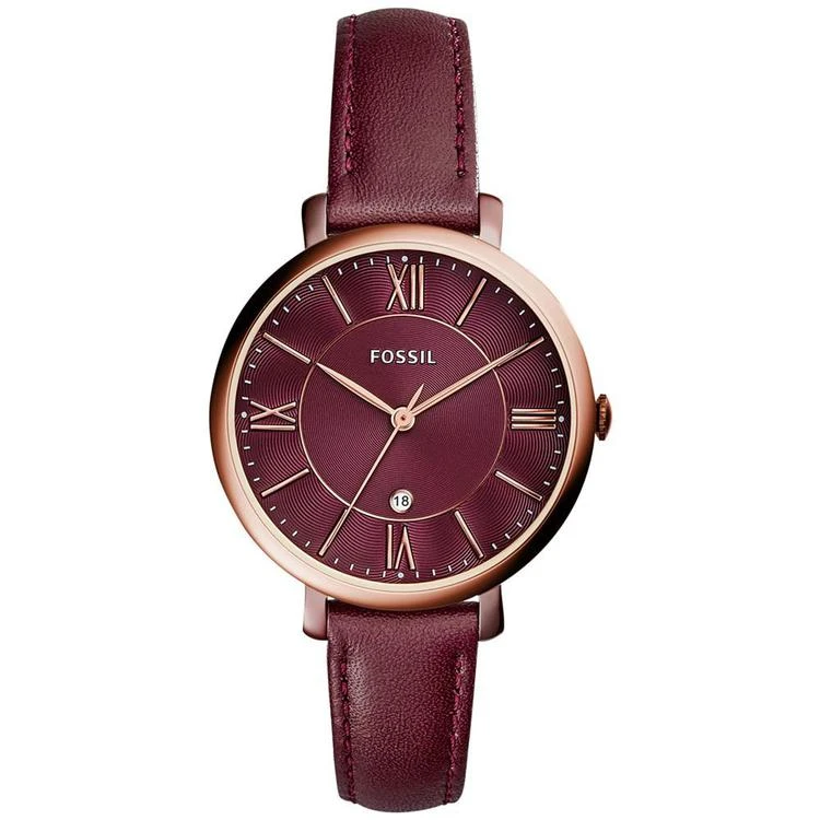 商品Fossil|Women's Jacqueline Red Leather Strap Watch 36mm ES4099,价格¥505,第1张图片