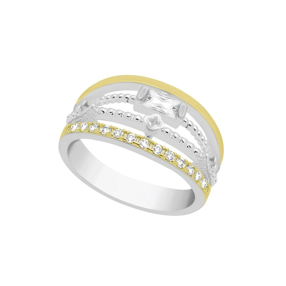 商品Essentials|Cubic  Zirconia Multi Row Band Ring Two Tone Silver Plate,价格¥95,第2张图片详细描述