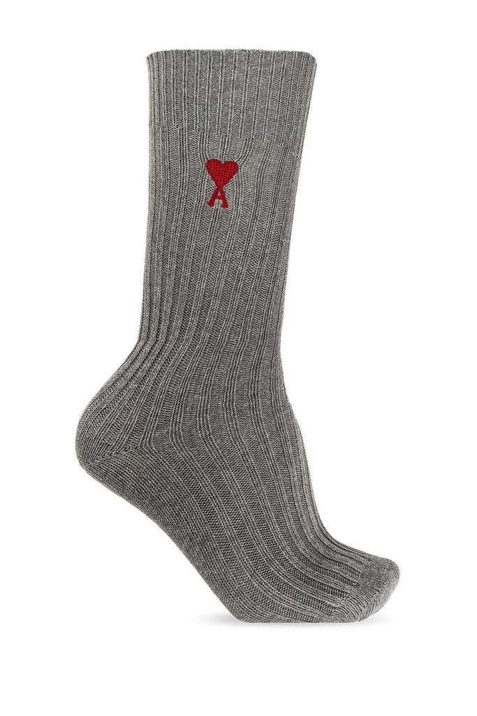 商品AMI|AMI Paris Ami De Coeur Logo Embroidered Ribbed 3-Pack Socks,价格¥607,第3张图片详细描述