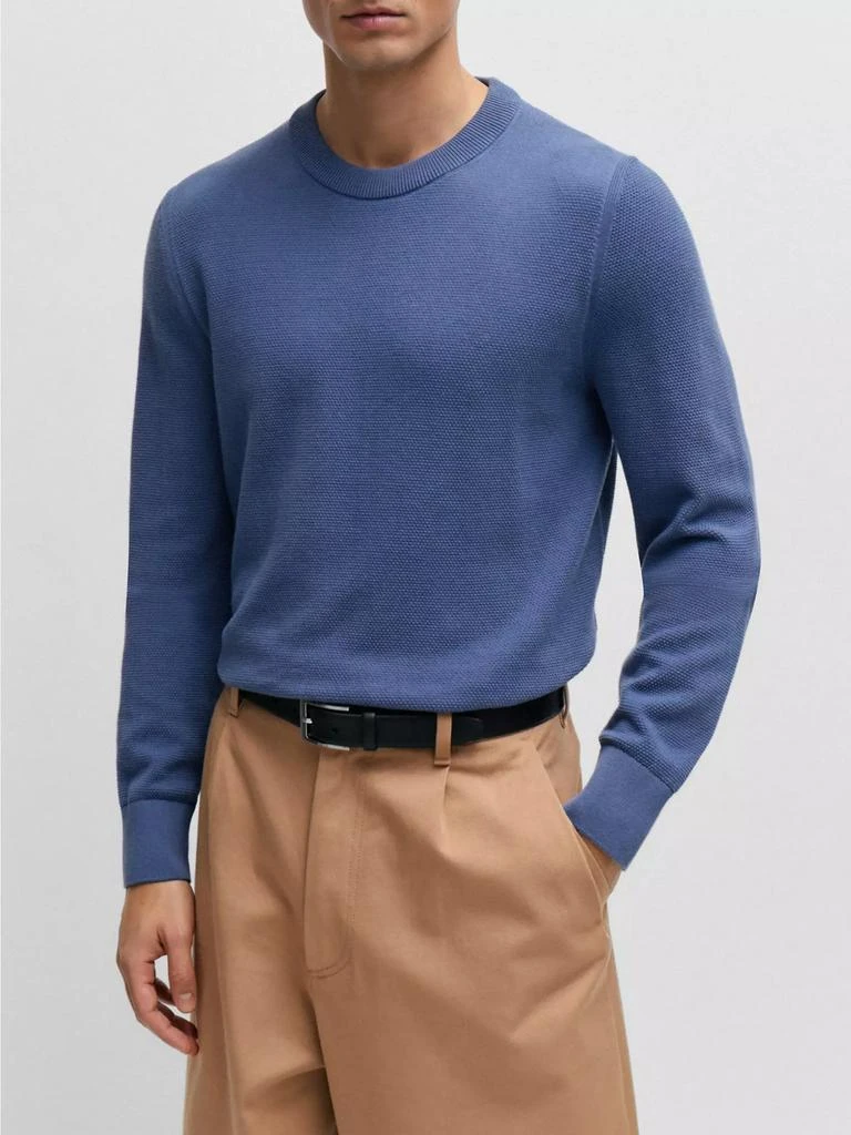 商品Hugo Boss|Micro-Structured Crew-Neck Sweater in Cotton,价格¥1065,第3张图片详细描述