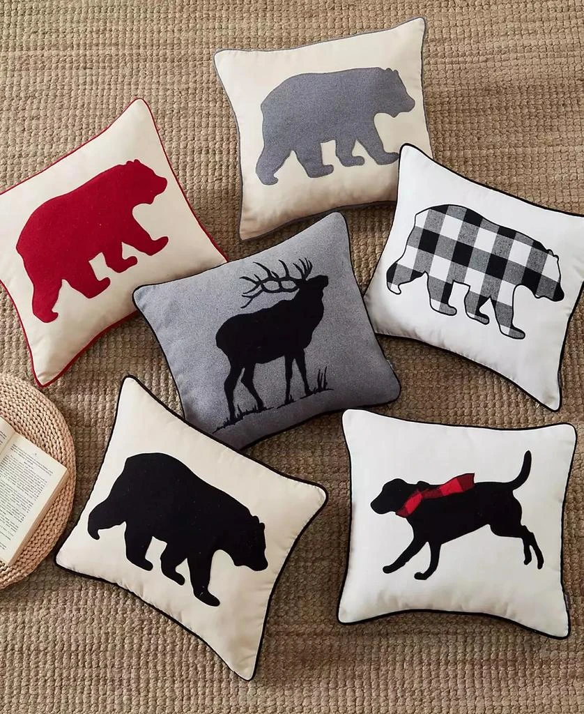 Bear Applique Grey Felt Decorative Pillow, 16" x 20" 商品