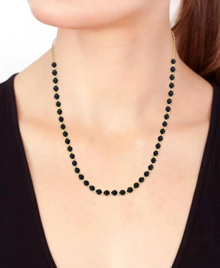 商品Effy|EFFY® Onyx & Polished Bead Collar Necklace in 14k Gold, 18" +1" extender,价格¥10491,第2张图片详细描述