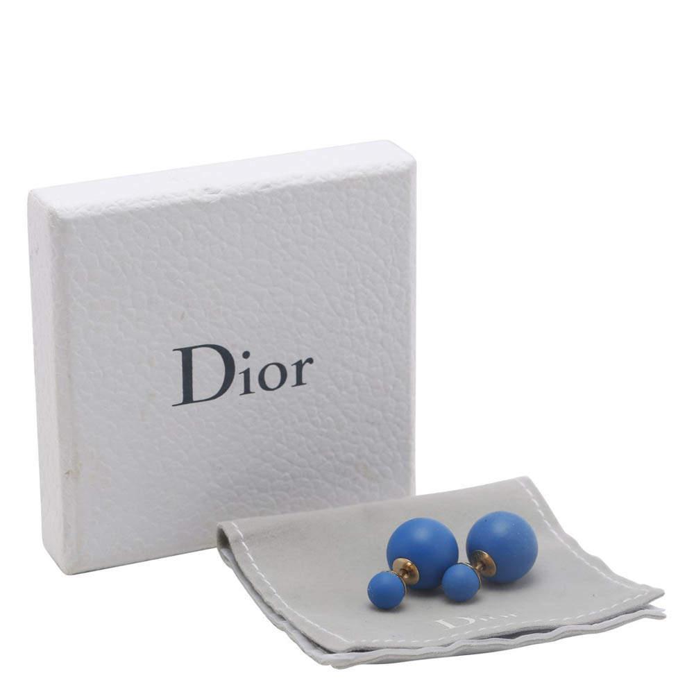 商品[二手商品] Dior|Dior Tribale Mise en Dior Matte Blue Gold Tone Stud Earrings,价格¥1694,第6张图片详细描述