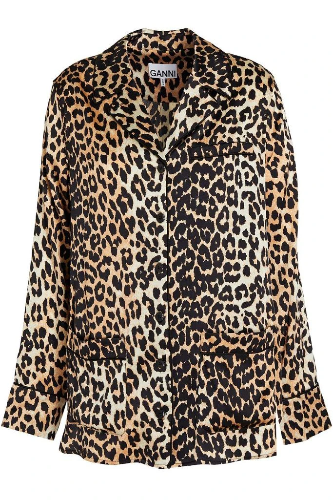 商品Ganni|Leopard-print stretch-silk satin blouse,价格¥960,第1张图片