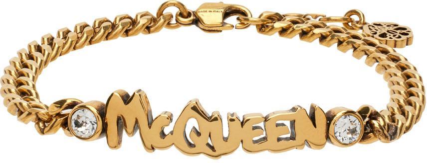 商品Alexander McQueen|Gold Graffiti Chain Bracelet,价格¥3111,第1张图片