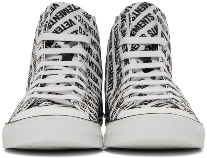 商品Vetements|White & Black Canvas Logo High-Top Sneakers,价格¥6228,第2张图片详细描述