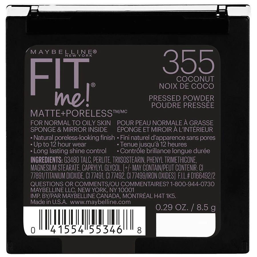 商品Maybelline Fit Me|Matte + Poreless Pressed Powder Face Makeup,价格¥89,第2张图片详细描述