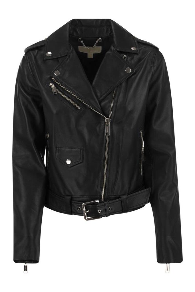 MICHAEL KORS Leather Biker Jacket商品第1张图片规格展示