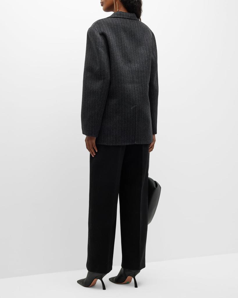 商品Totême|Pinstripe Brushed Wool Longline Blazer,价格¥7091,第6张图片详细描述