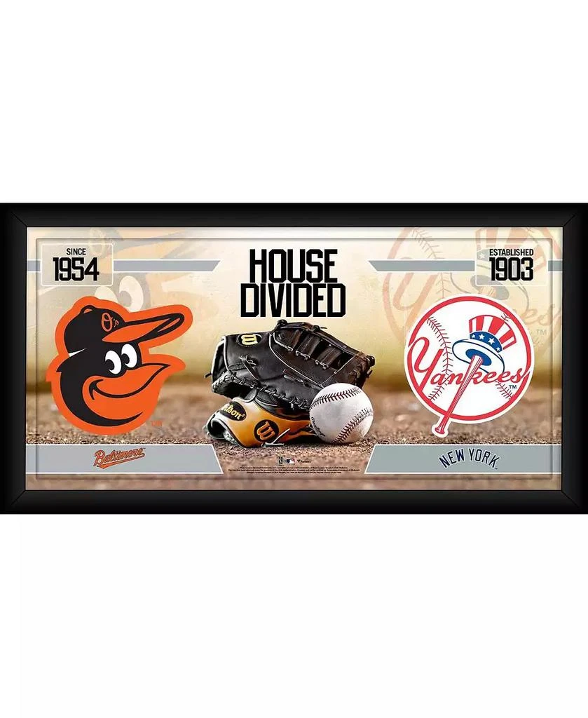 商品Fanatics Authentic|Baltimore Orioles vs. New York Yankees Framed 10" x 20" House Divided Baseball Collage,价格¥451,第1张图片