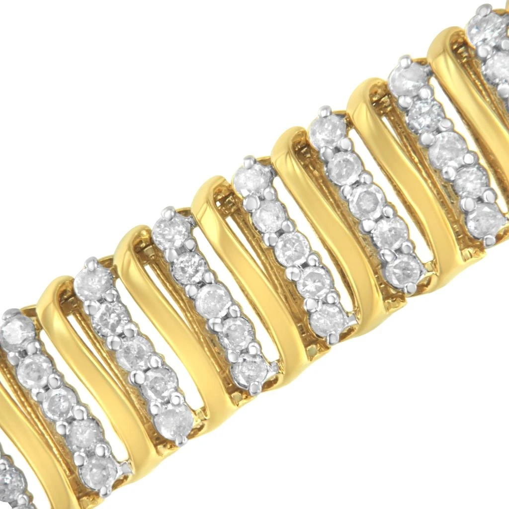 商品Haus of Brilliance|10K Yellow Gold over .925 Sterling Silver 5.0 Cttw Diamond S Shaped Wave Link Two Tone 7” Tennis Bracelet,价格¥14846,第4张图片详细描述