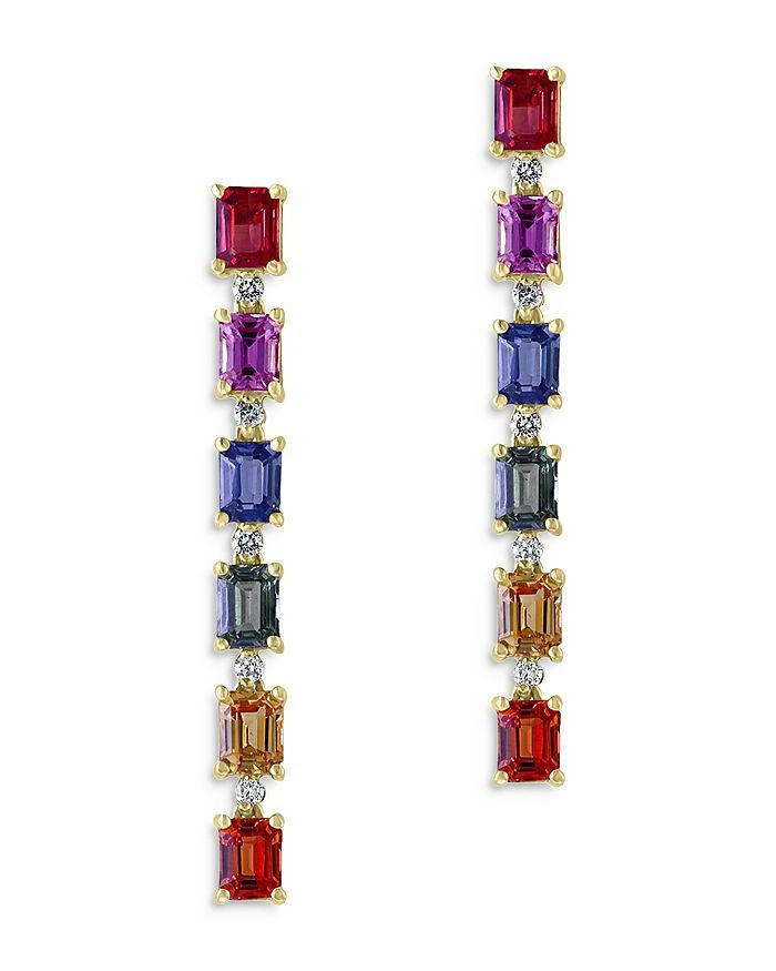 商品Bloomingdale's|Rainbow Sapphire & Diamond Drop Earrings in 14K Yellow Gold - 100% Exclusive,价格¥10226,第1张图片