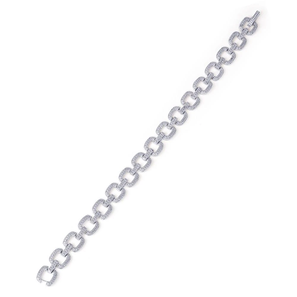 商品Macy's|Diamond Accent Square Link Bracelet in Silver Plate,价格¥745,第2张图片详细描述