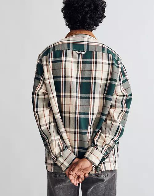 Corduroy-Collar Easy Long-Sleeve Shirt in Plaid商品第3张图片规格展示