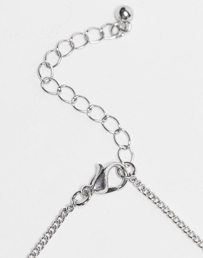 Reclaimed Vintage 3 row mega heart pendant necklace in silver商品第4张图片规格展示
