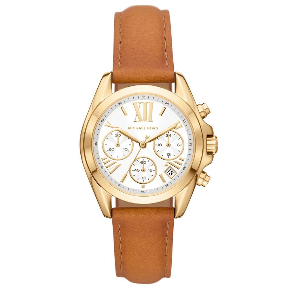 商品Michael Kors|Women's Bradshaw Chronograph Brown Luggage Leather Strap Watch 36mm,价格¥1858,第1张图片