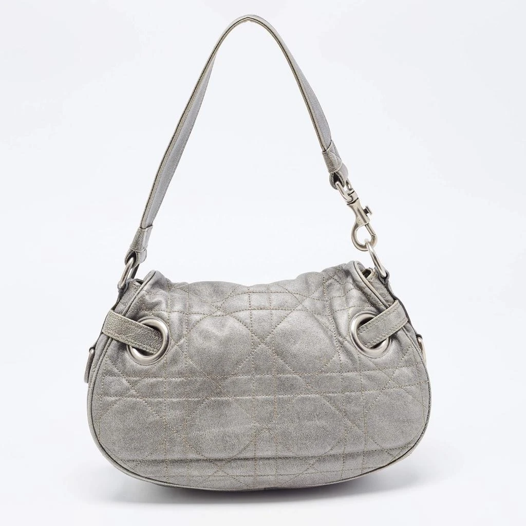 商品[二手商品] Dior|Dior Silver Quilted Cannage Leather Flap Shoulder Bag,价格¥2736,第4张图片详细描述