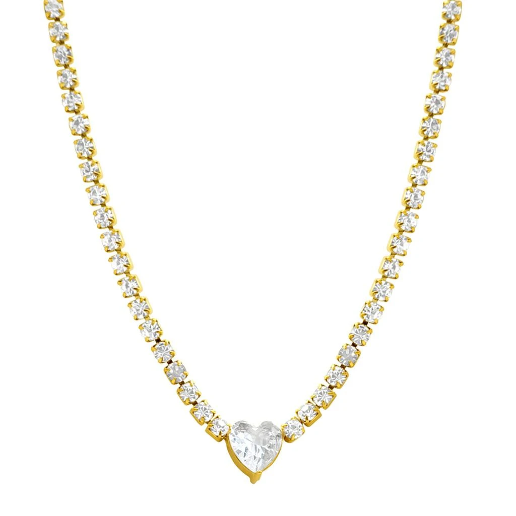 商品ADORNIA|Water Resistant Crystal Heart Tennis Chain Necklace gold,价格¥389,第1张图片