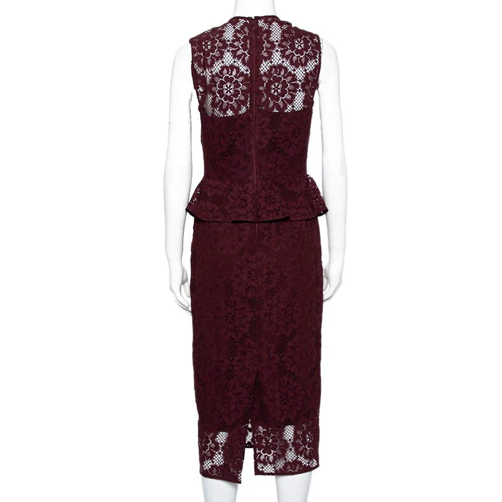 商品[二手商品] Burberry|Burberry Burgundy Lace Peplum Detail Sleeveless Dress S,价格¥1307,第3张图片详细描述