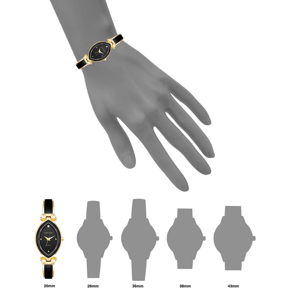 Women's Three-Hand Quartz Gold-Tone Alloy with Black Enamel Bracelet Watch, 24mm商品第4张图片规格展示