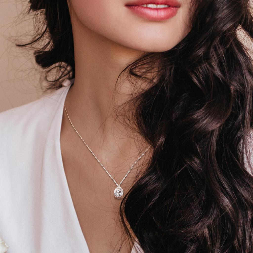 商品Julianna B|10k White Gold Created Moissanite Necklace,价格¥3055,第6张图片详细描述