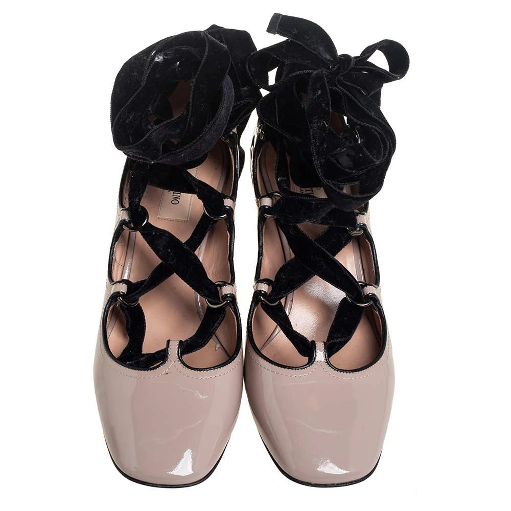 商品[二手商品] Valentino|Valentino Beige/Black Square Toe Crisscross Lace-Up Pumps Size 39,价格¥1014,第3张图片详细描述