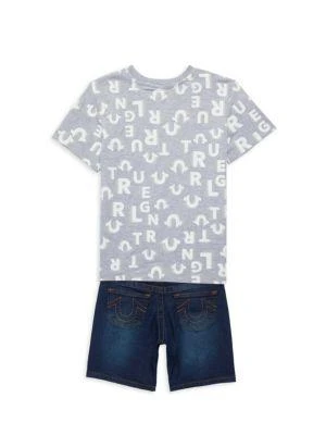 商品True Religion|Little Boy’s 2-Piece Logo Tee & Denim Shorts Set,价格¥119,第2张图片详细描述