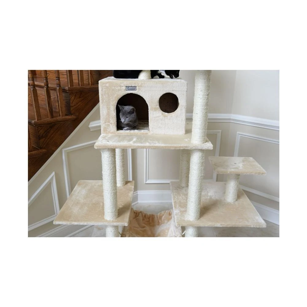 商品Macy's|GleePet 68-Inch Real Wood 5-Level Cat Tree With Hammock & Condo,价格¥1613,第3张图片详细描述