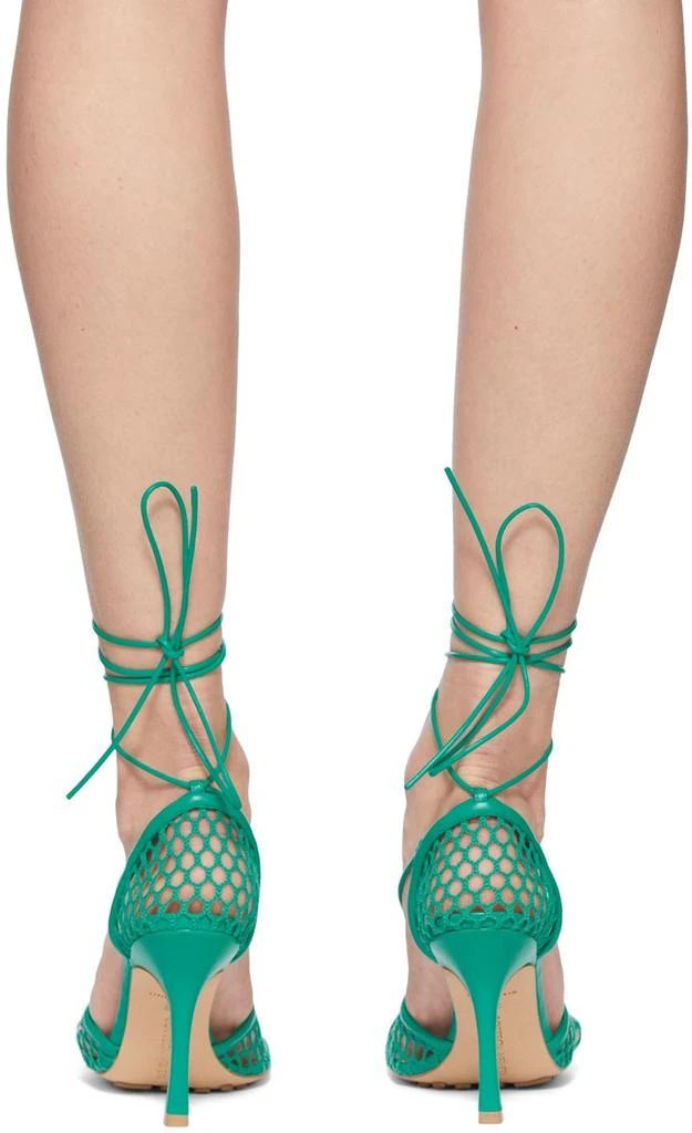 商品Bottega Veneta|Green Stretch Web Heels,价格¥8622,第2张图片详细描述