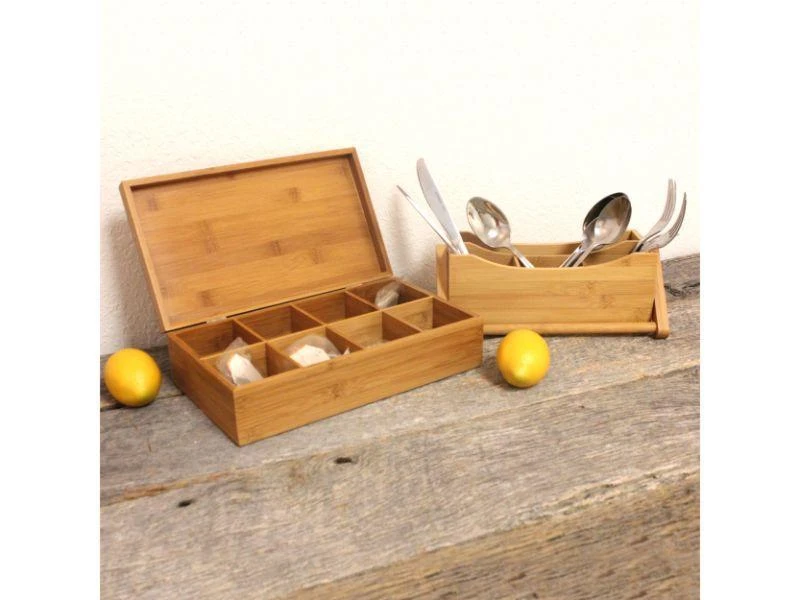 商品BergHOFF|Bamboo Tea Box Set 2pc (Flatware Caddy 9.75" & Tea Box 12"),价格¥435,第5张图片详细描述