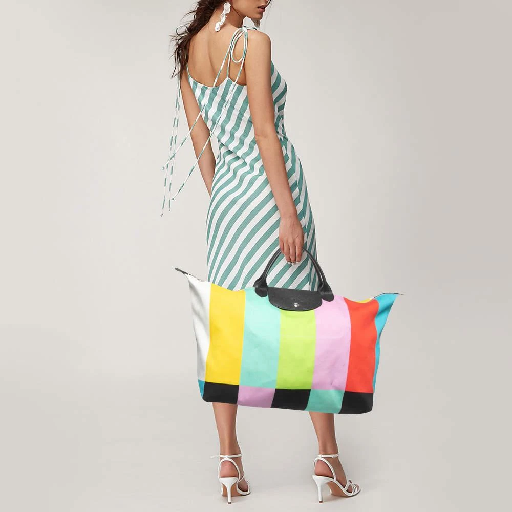 商品[二手商品] Longchamp|Longchamp x Jeremy Scott Multicolor Striped Fabric Le Pliage Travel Tote,价格¥1739,第2张图片详细描述