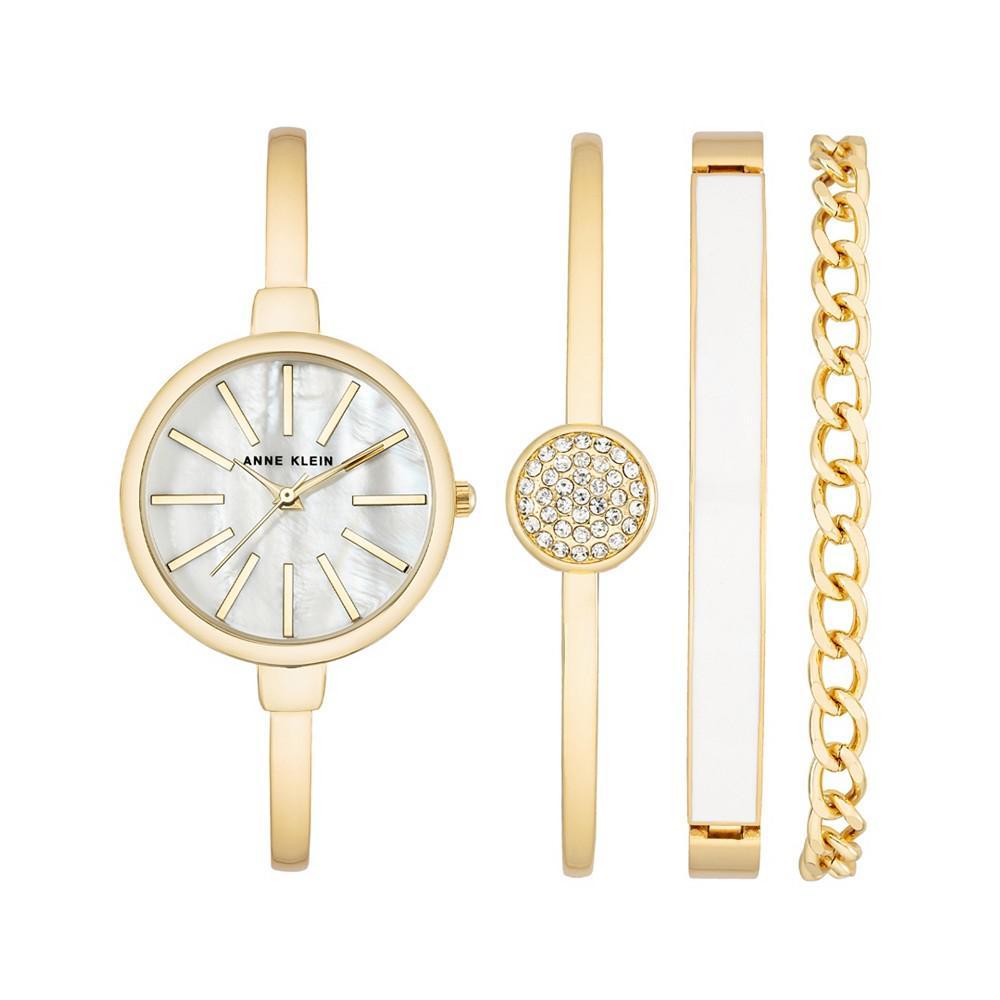 商品Anne Klein|Women's Gold-Tone Alloy Bangle Fashion Watch 41mm Set 4 Pieces,价格¥1101,第1张图片