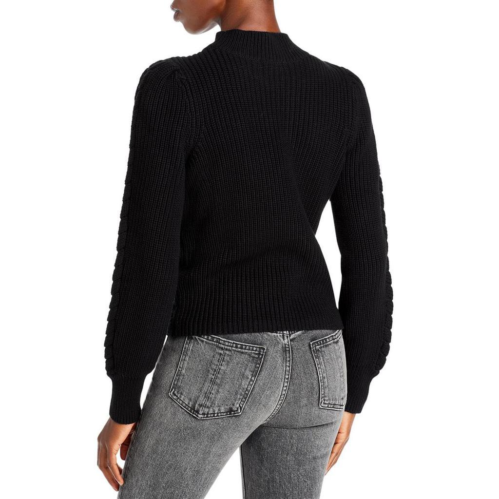 商品AQUA|Aqua Womens Cable Knit Puff Sleeve Mock Turtleneck Sweater,价格¥148,第4张图片详细描述