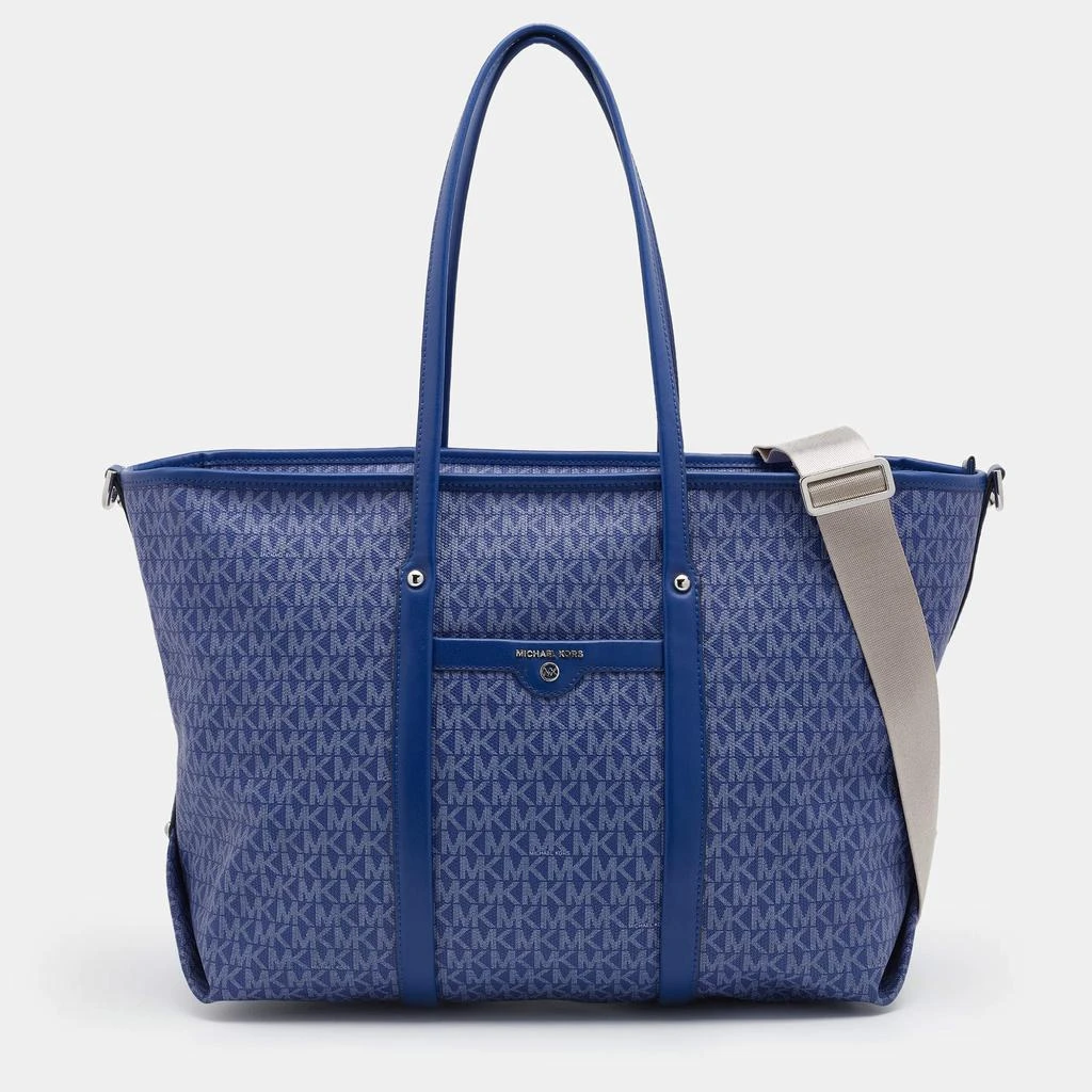 商品[二手商品] Michael Kors|Michael Kors Blue Signature Coated Canvas And Leather Beck Tote,价格¥1079,第1张图片