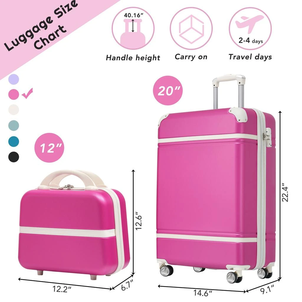 商品Streamdale Furniture|Streamdale 20 IN Hardside Luggage with Cosmetic Case,价格¥1035,第2张图片详细描述