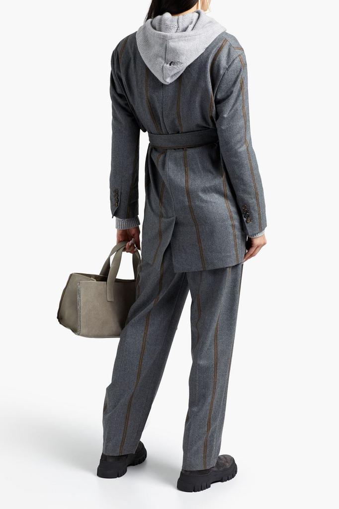 商品Brunello Cucinelli|Belted striped wool blazer,价格¥7251,第5张图片详细描述