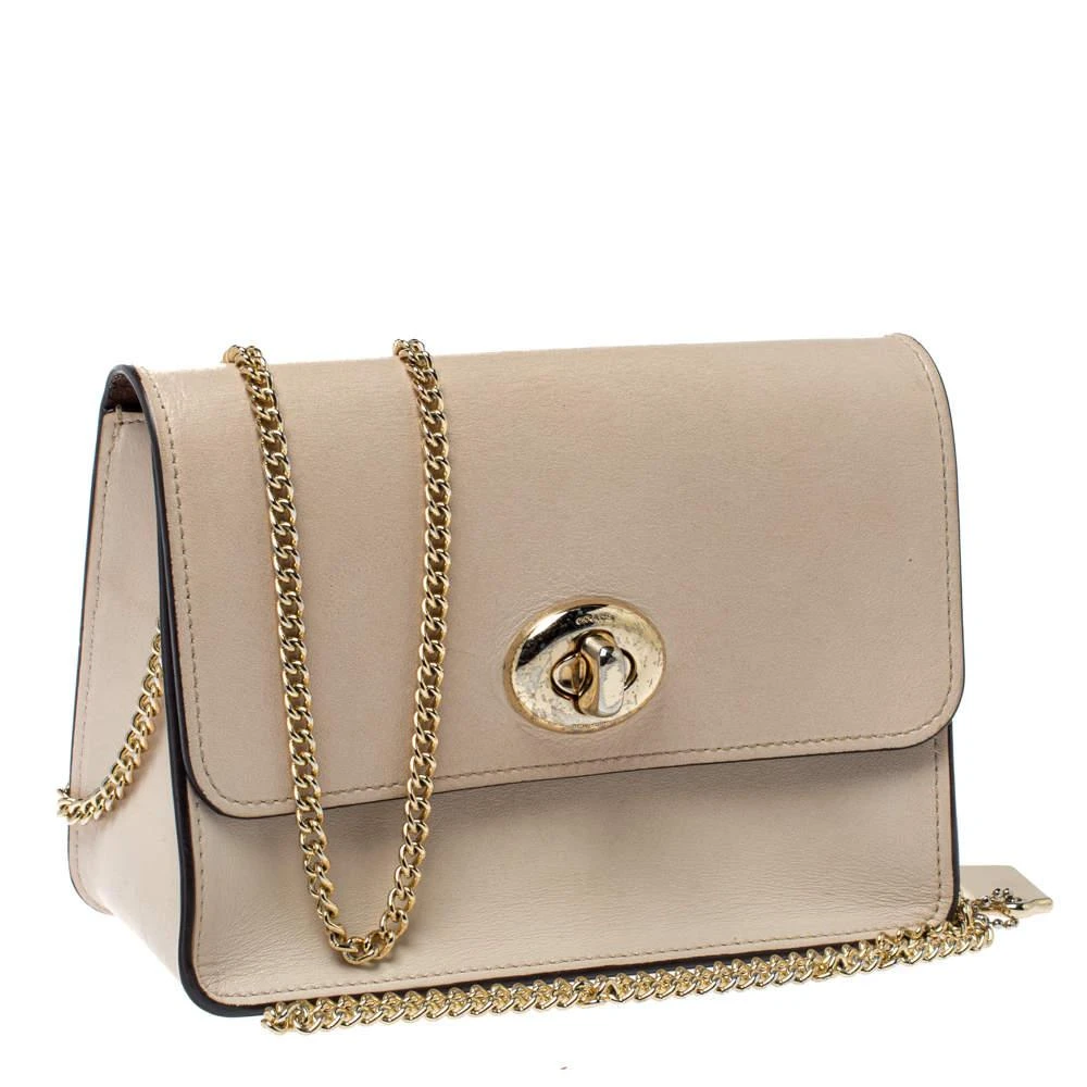商品[二手商品] Coach|Coach Cream White Leather Turnlock Small Chain Crossbody Bag,价格¥809,第3张图片详细描述